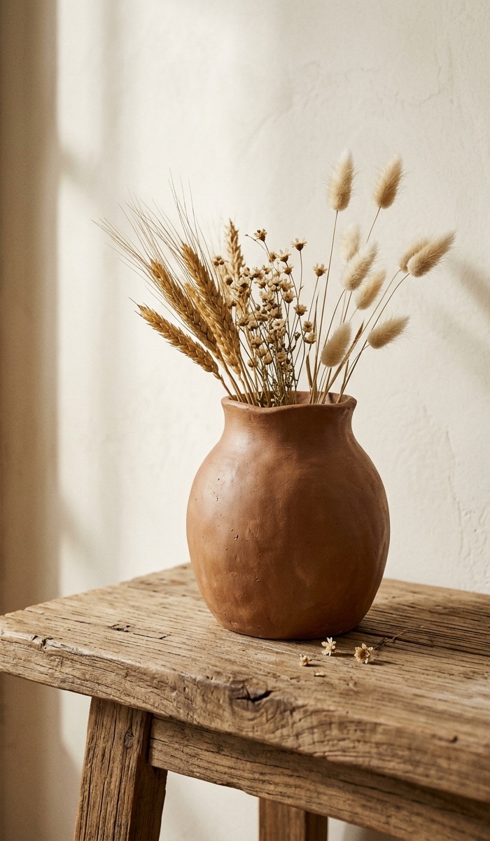 Rustic Textured Clay Flower Vase DIY