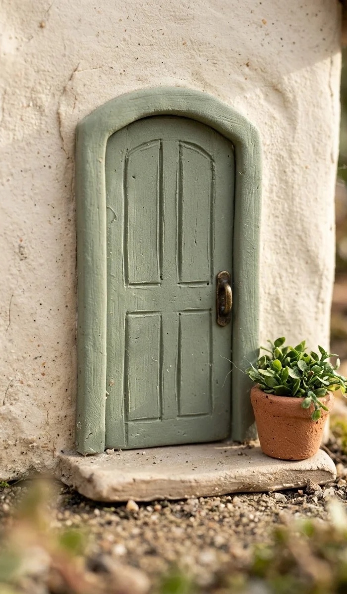 Sage Green Clay Door for Mini Homes