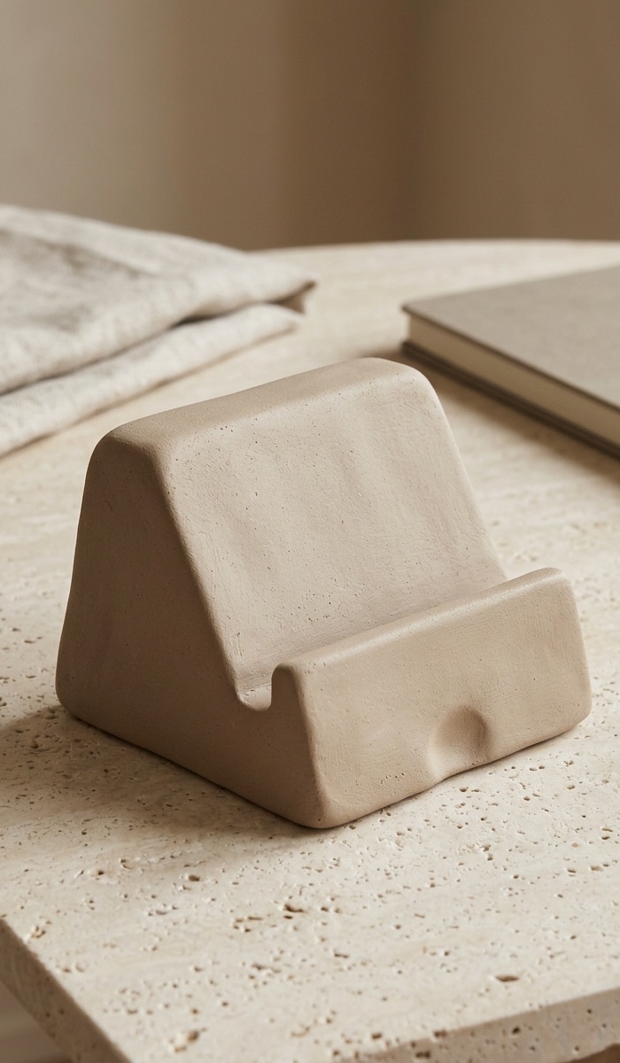 Simple Sculptural Clay Phone Holder