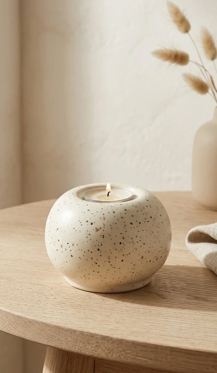 Speckled Terrazzo Clay Candle Holder