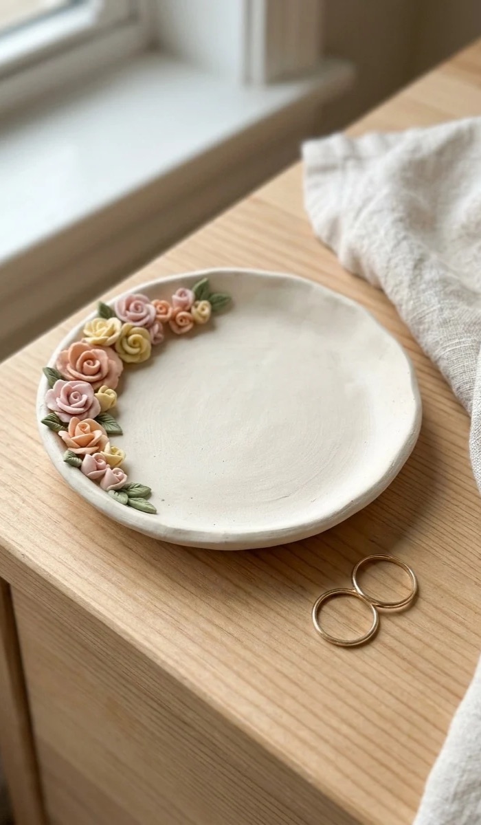 Sweet Clay Flower Trinket Dish Ideas