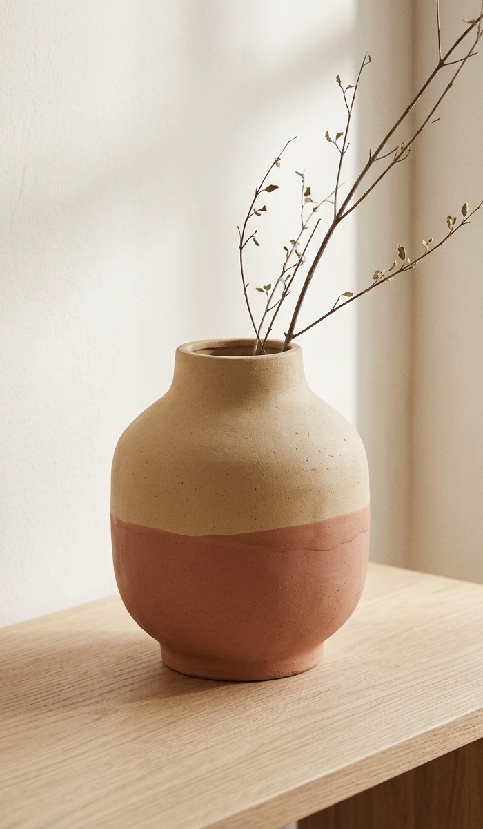 Two-Tone Air Dry Clay Flower Vase DIY