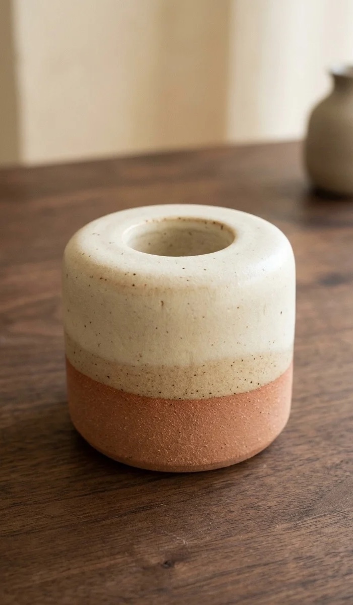 Two-Tone Clay Candle Holder
