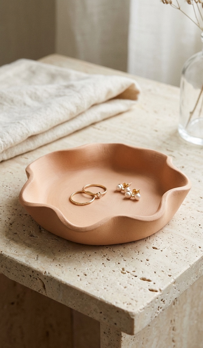 Wavy Rim Clay Trinket Dish