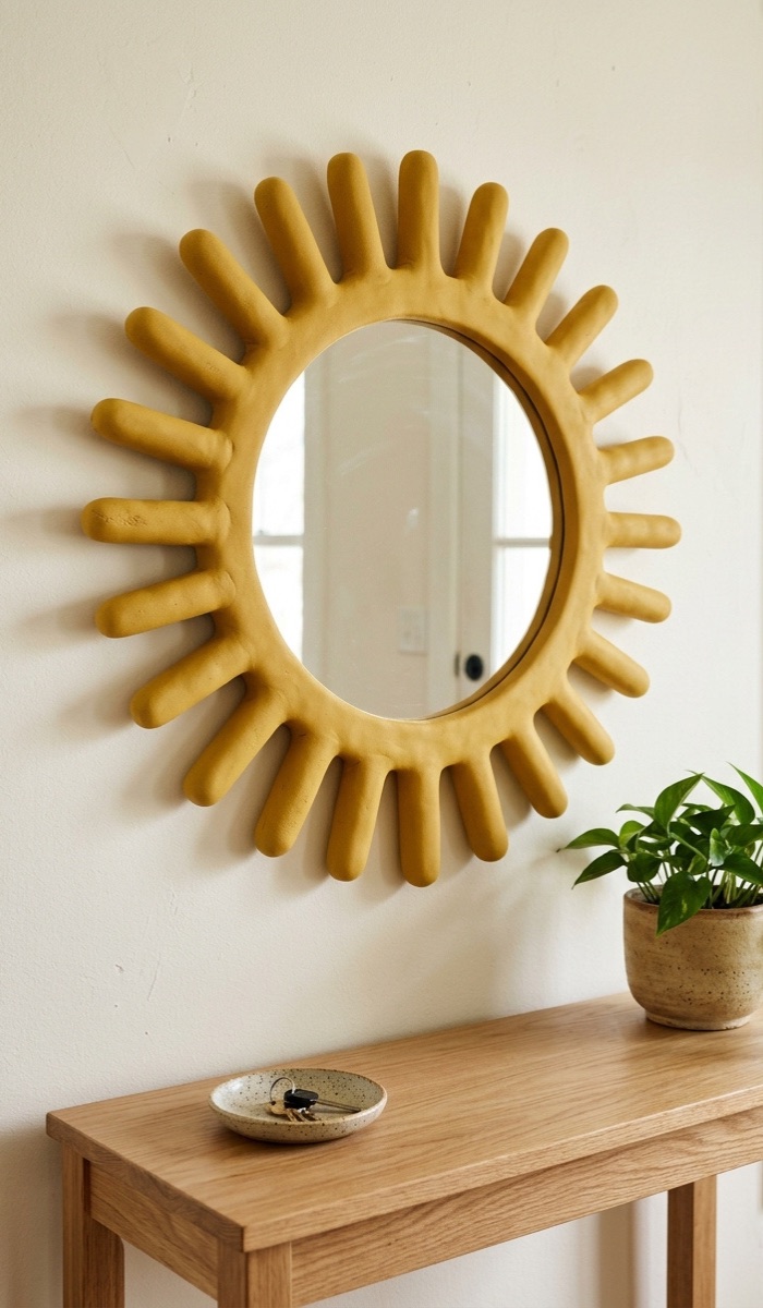 Yellow Sunburst Foam Clay Mirror